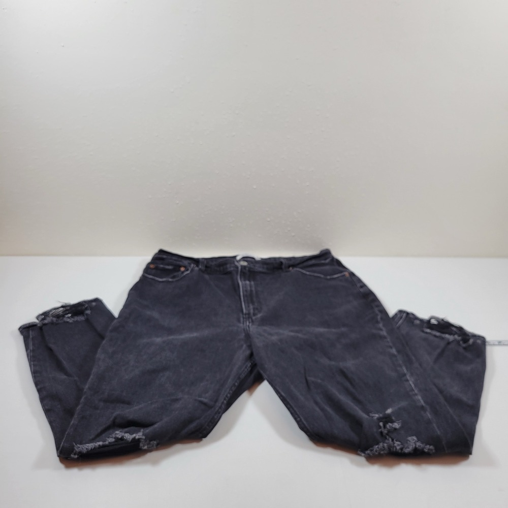 Abercrombie & Fitch Ankle Straight Jeans Women 33 16R Black Excellent Distressed